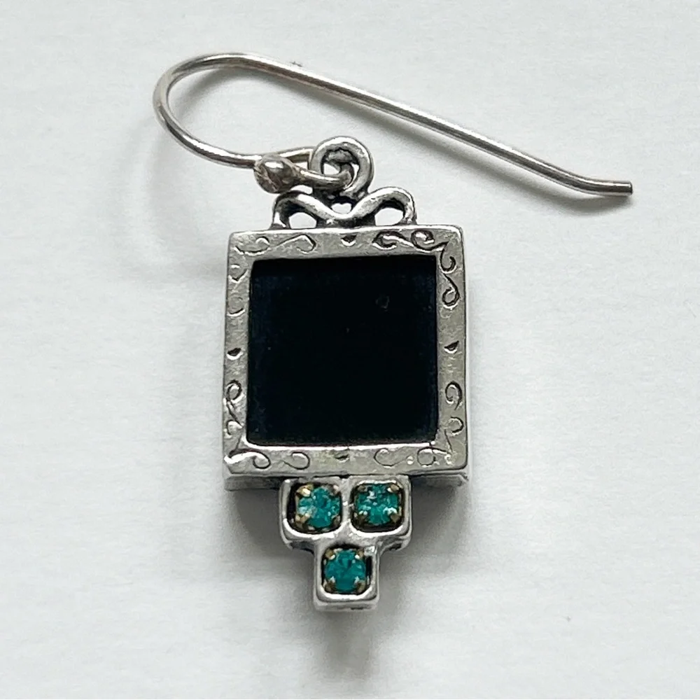 Onyx Apatite Sterling Silver Earrings - Picture 6 of 11